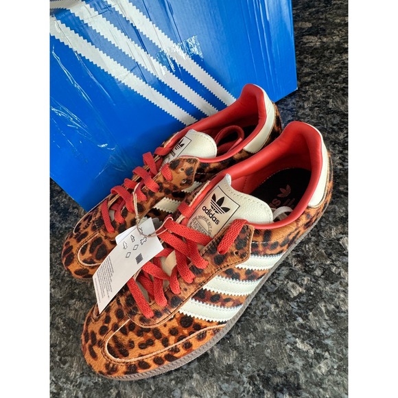 Adidas Samba OG W Leopard Print Pony Hair Sneakers JI2734 Brown Mens 7.5 W 8.5 - Picture 2 of 10